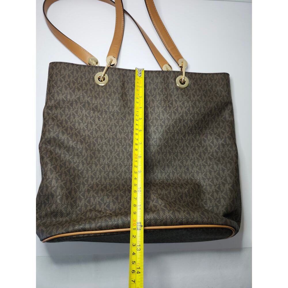 Michael Kors Jet Set Large Shoulder Tote Handbag Brown Luggage Coated Canvas - Picture 15 of 17